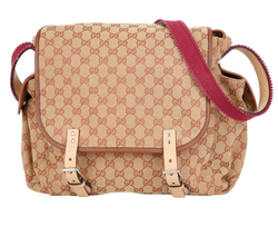 GG Monogram Diaper Bag, Canvas, Beige/Burgundy, 606823493492, DB/E, 2*